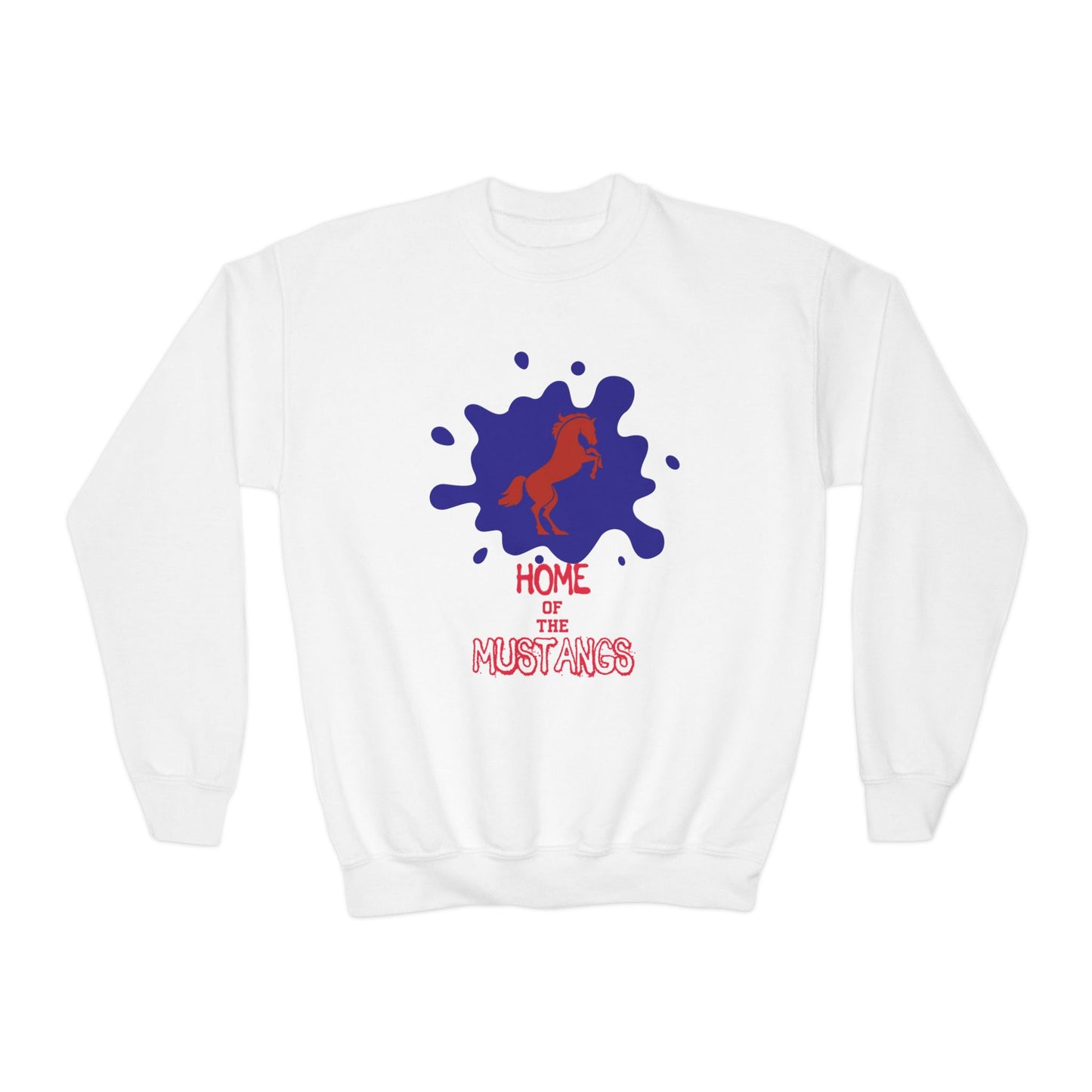 white criswell elementary forney texas sweatshirt mustangs logo dyllan johnson artist
