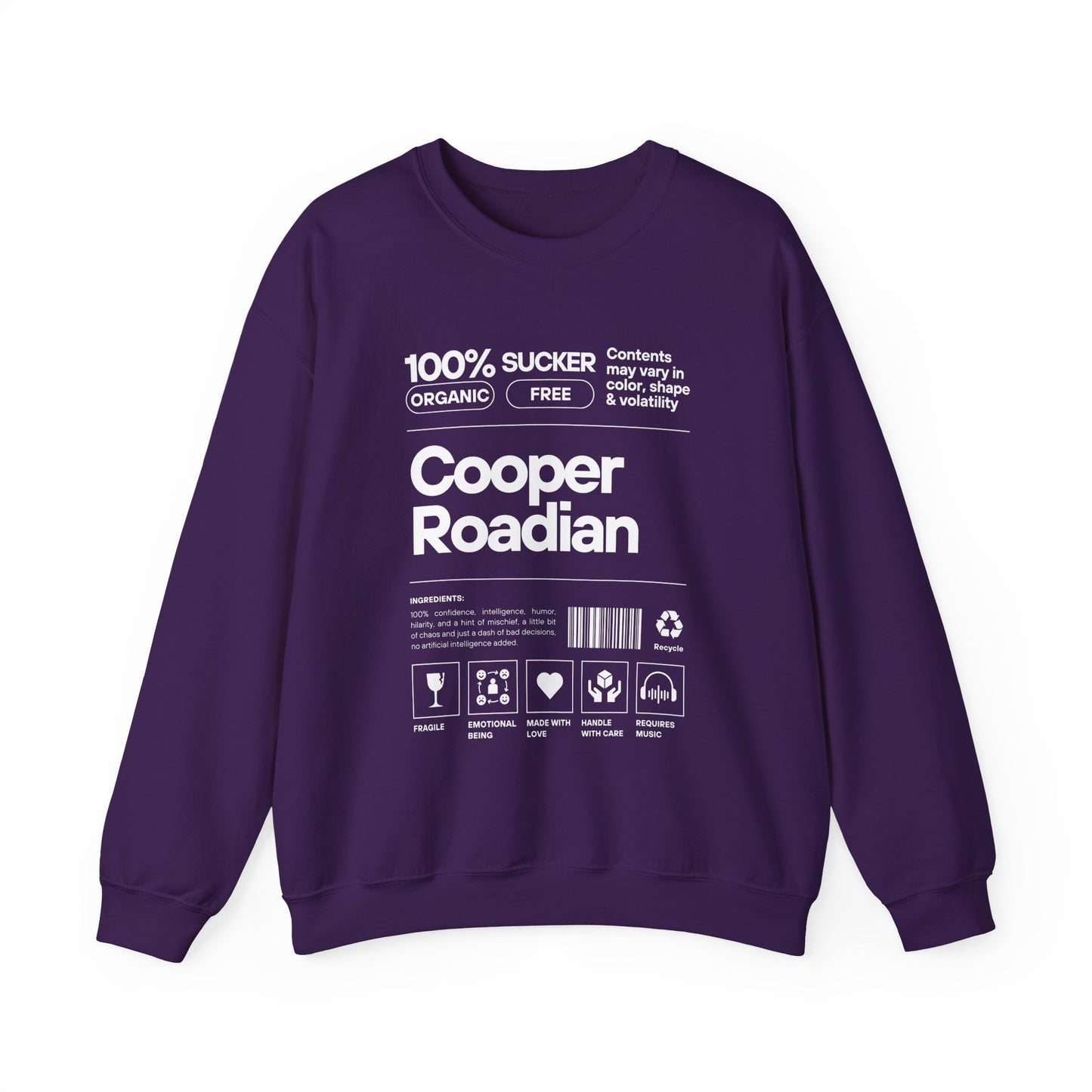 Purple Cooper Roadian label sweatshirt by Hustle Monster
