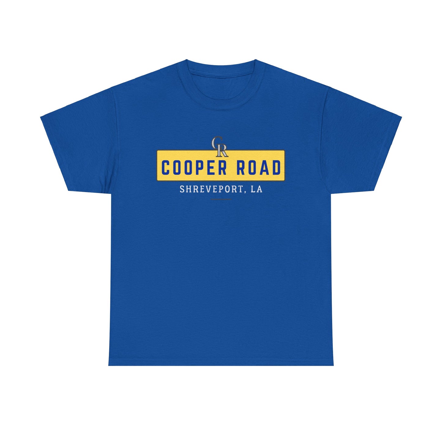 Cooper Road blue tshirt with gold insignia we bang Shreveport Louisiana neighborhood hustle monster 