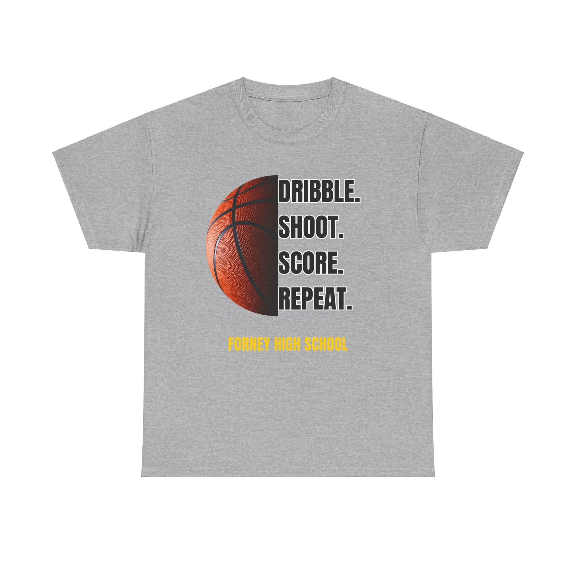 grey dribble shoot score repeat shirt Forney High School Lady Rabbits girls basketball team spirit wear