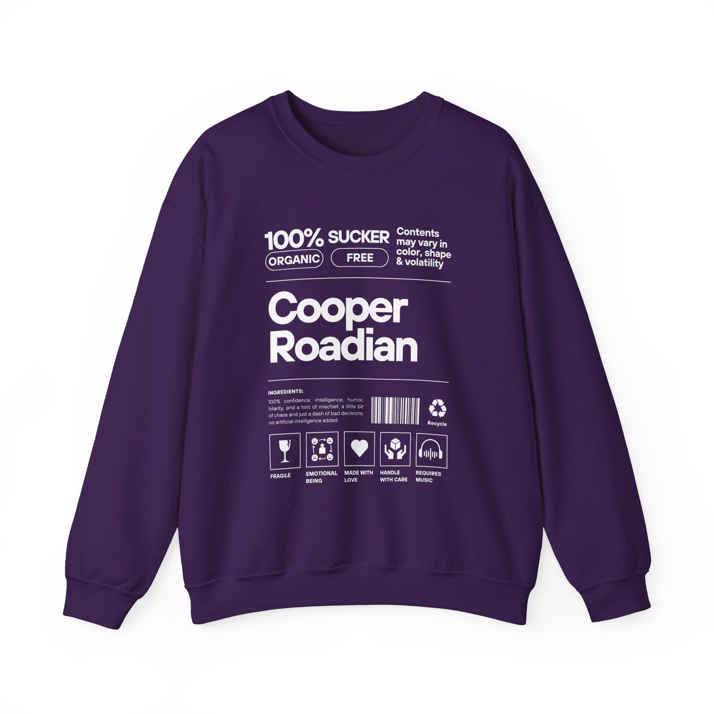 Purple Cooper Roadian label sweatshirt by Hustle Monster 