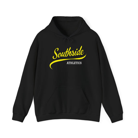 black and gold Southside Athletics Hoodie for Forney High School streetwear uniform policy heartland talty