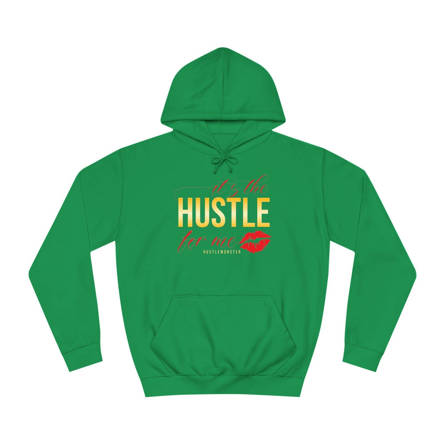 Green hoodie with red and gold Hustle lips women Hustle Monster Shreveport Cooper Road business owner