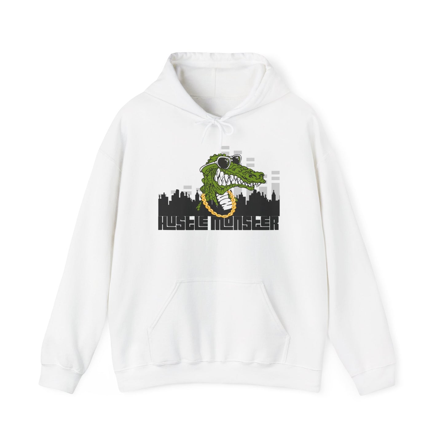 White gator Hustle Monster hoodie gold chain cool alligator crocodile