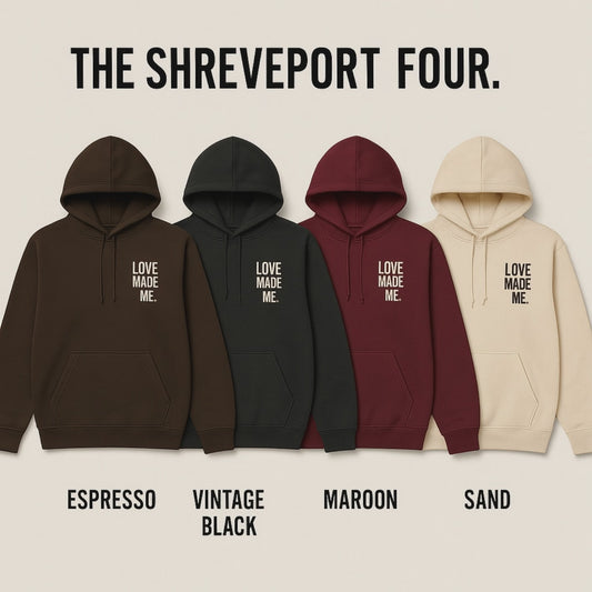 Love Made Me / Shreveport Raised Me — Espresso Hoodie (Ratchet City Edition)
