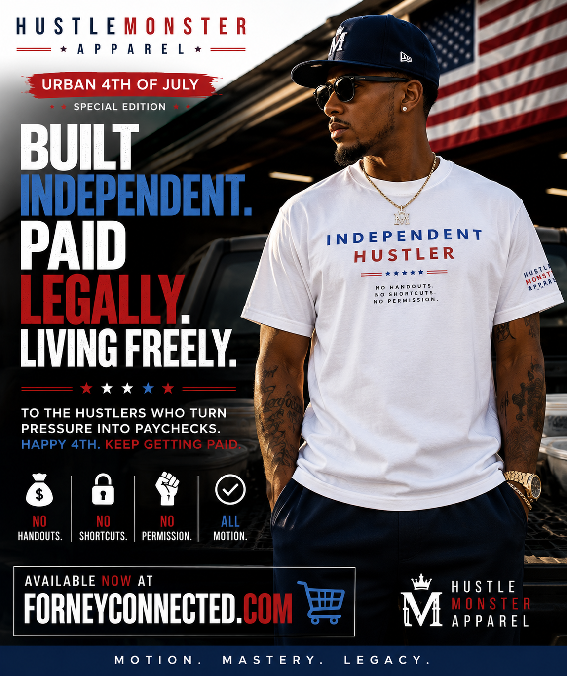 Independent Hustler T-Shirt | 4th of July Shirt for Entrepreneurs & Creators | Hustle Monster Drop