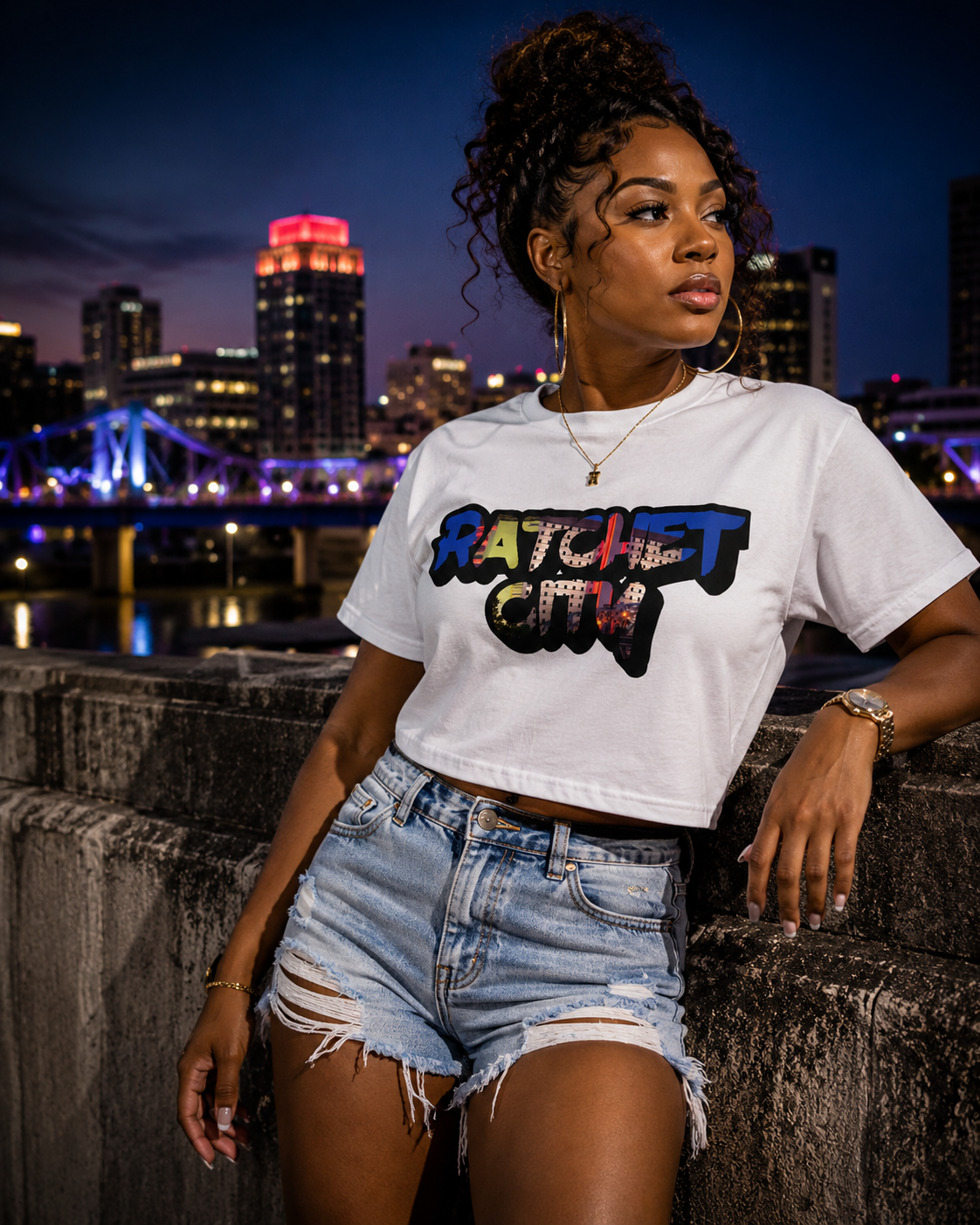 Ratchet City Lights crop T-shirt