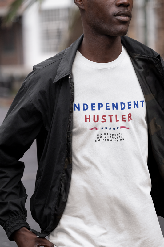 Black man 4th of July independence day shirt red white blue hustler grind